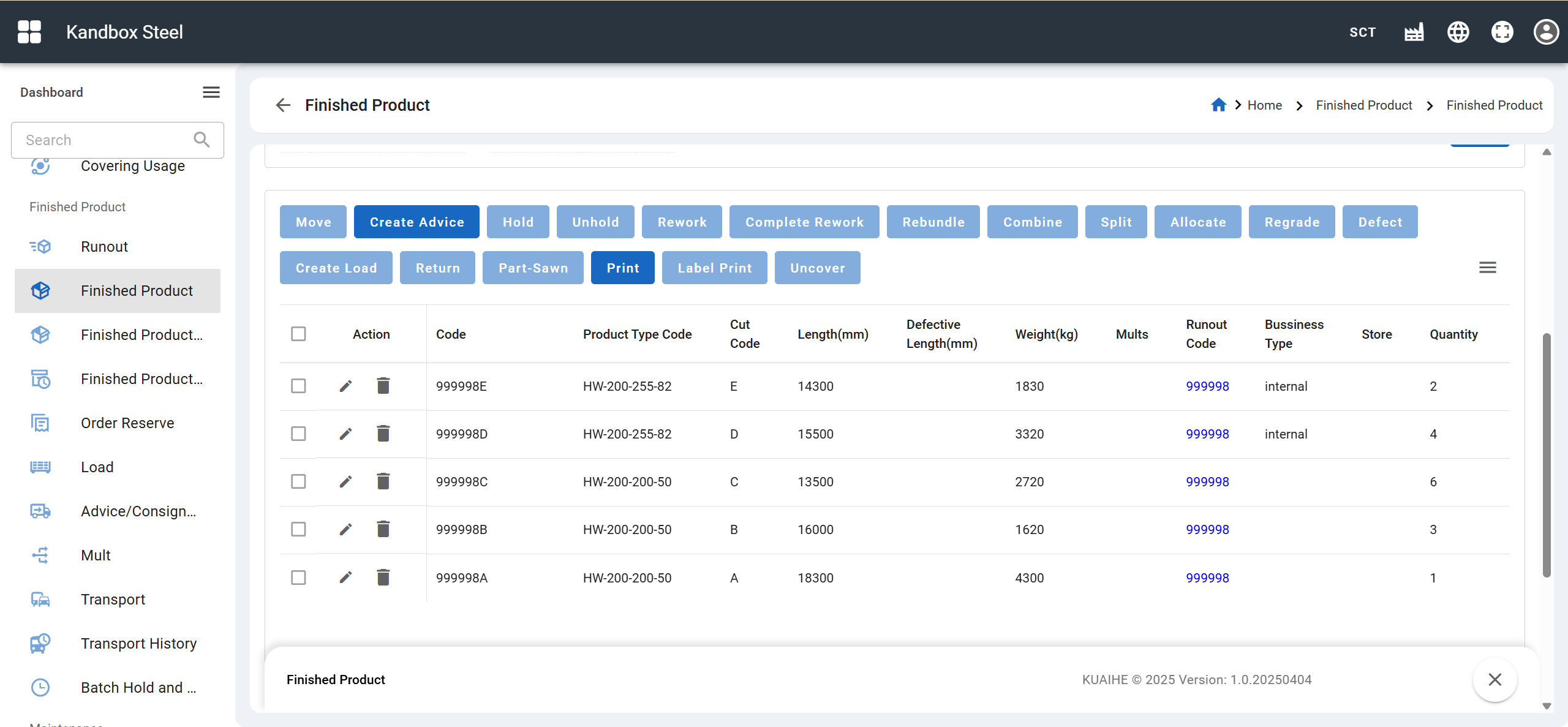 Comprehensive Semi & Finished Goods Traceability UI
