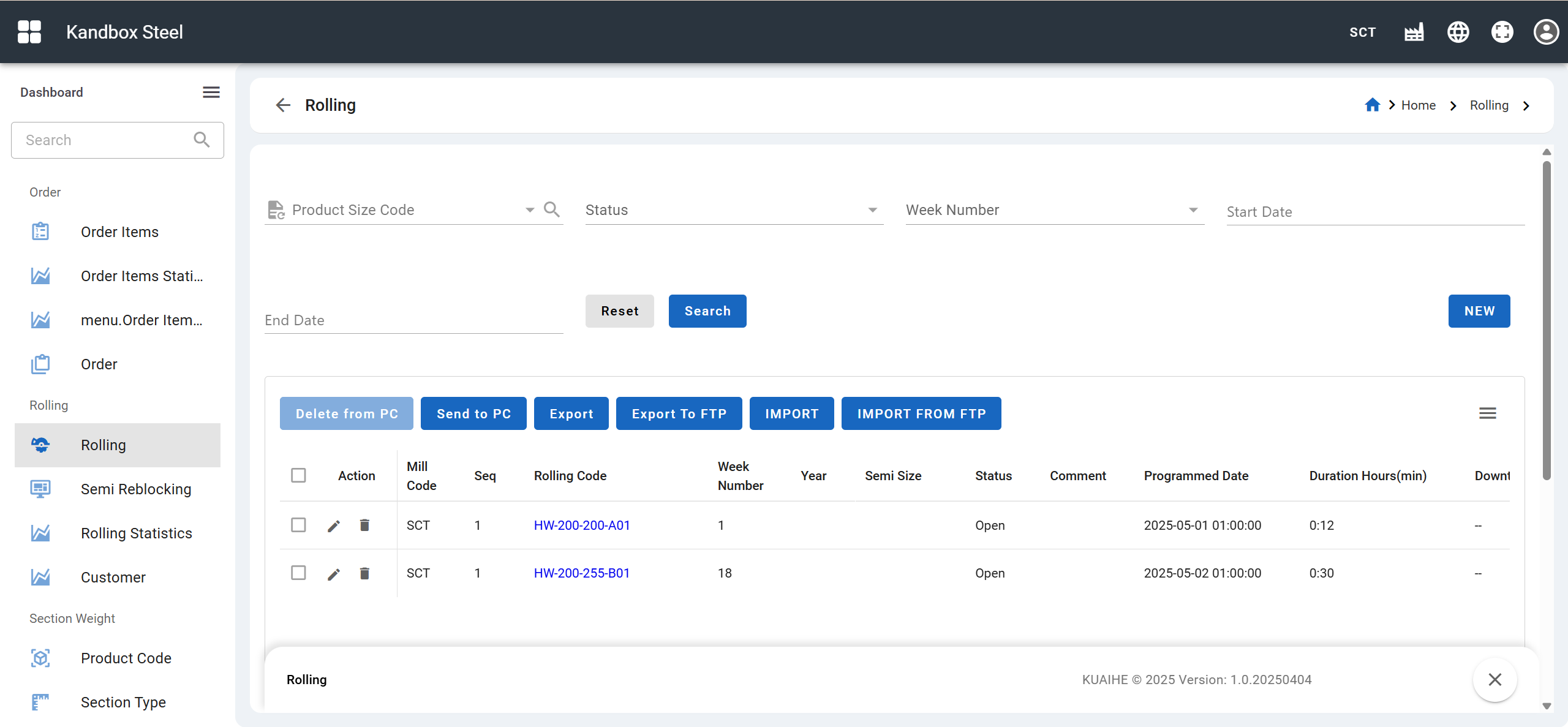 Integrated Rolling Operations Control UI